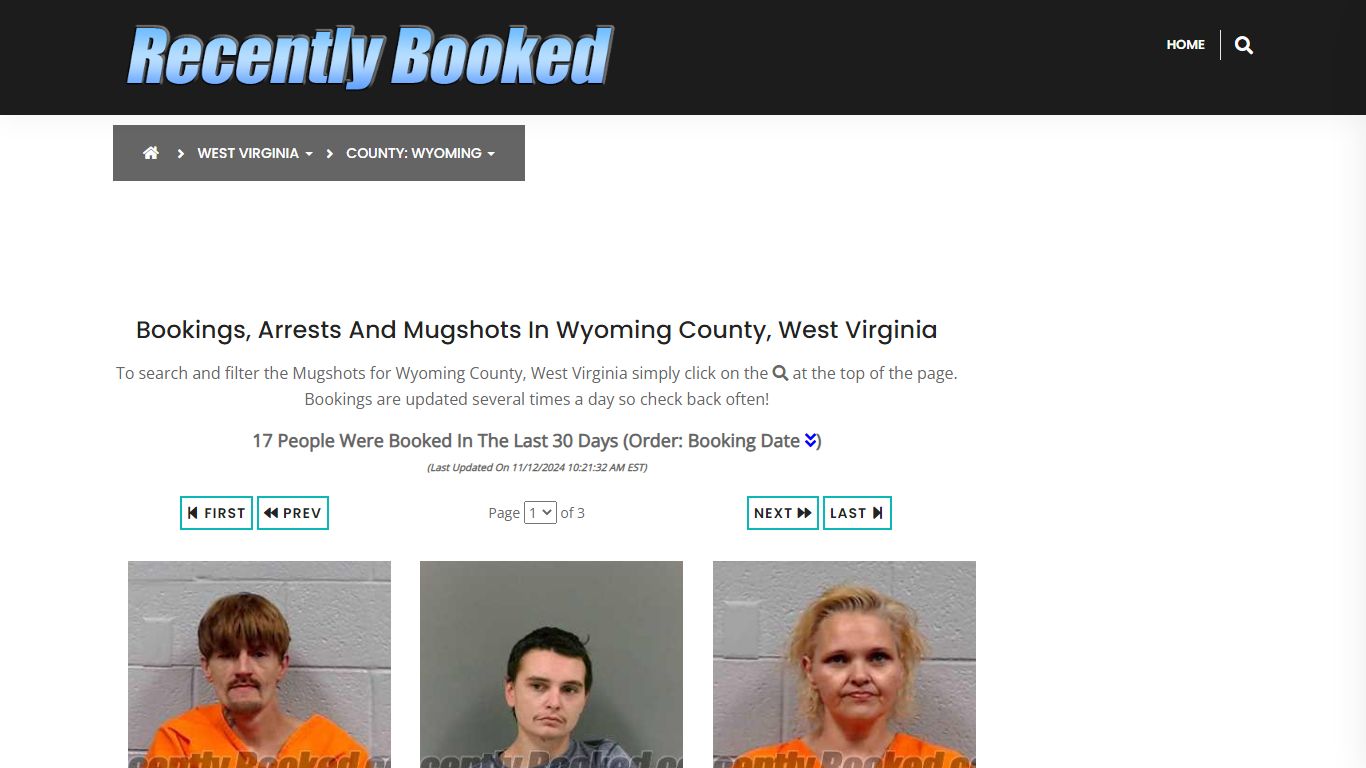 Bookings, Arrests and Mugshots in Wyoming County, West Virginia