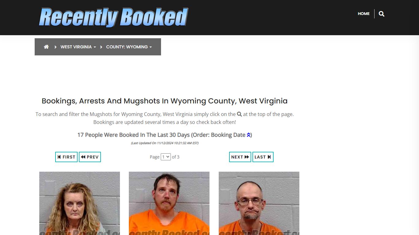 Bookings, Arrests and Mugshots in Wyoming County, West Virginia